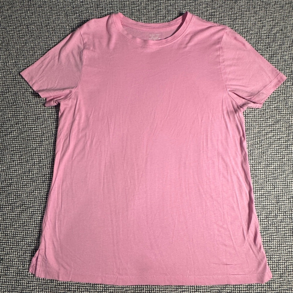 Member's Mark Ladies Essential Crewneck Short Sleeve Tee Pink Cotton Modal M